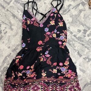 Floral Black Dress with Colorful Embroidery